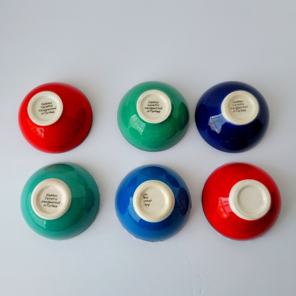 Set of 6 Dipping Ceramic Bowls Handpainted Made in Turkey - - Picture 5 of 10